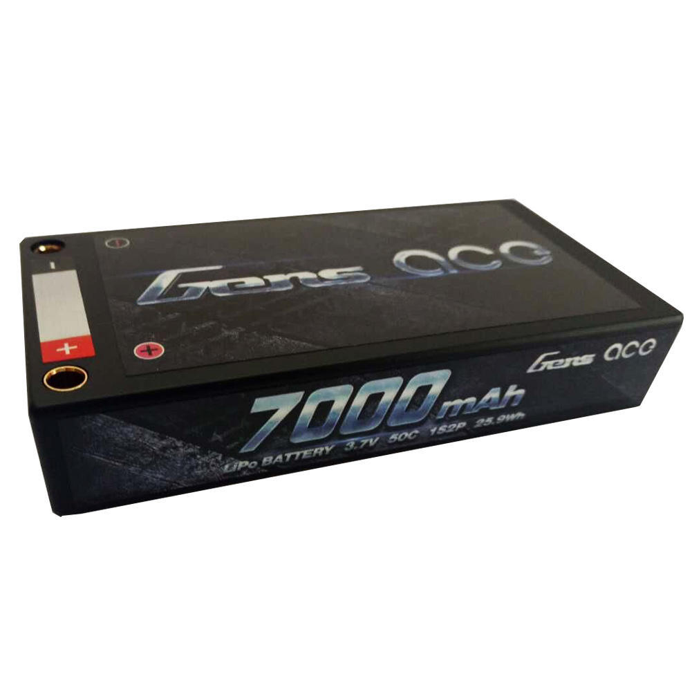 Gens Ace - 253 - 7000mAh 1S2P 3.7V 50C LiPo 4.0mm Bullets Hard Case 93x47x19mm