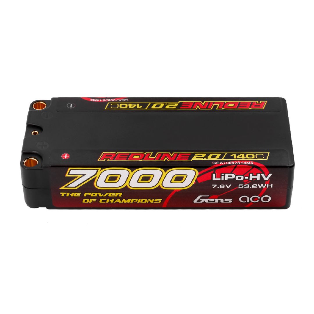 Gens Ace Redline 2.0 7000mAh 2S1P 140C Mid- size Lipo battery