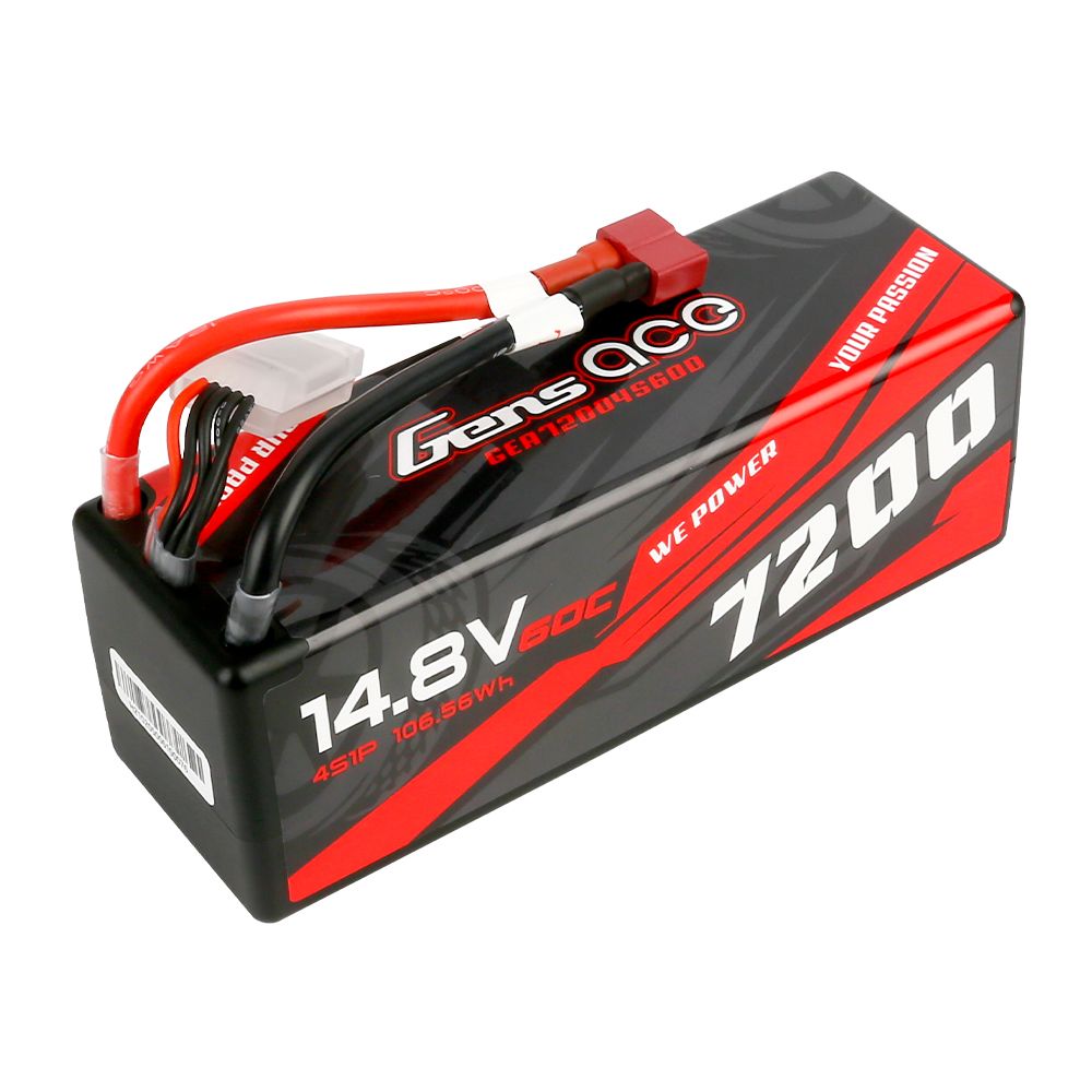 Gens Ace 4S 7200mAh 60C Hard Case LiPo Battery - Deans Plug - Click Image to Close