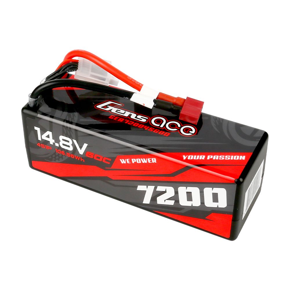 Gens Ace 4S 7200mAh 60C Hard Case LiPo Battery - Deans Plug