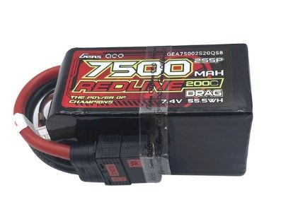 Gens Ace Redline 7500mAh 2S5P 7.4V 200C LiPo with QS8 Plug