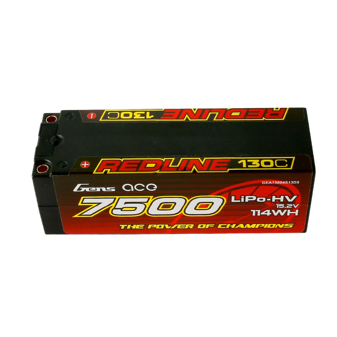 Gens Ace - 1121 - Redline Series 7500mAh 4S1P HardCase 130C 15.2V Lipo Battery Pack Suitable For 1/8 On And Off-Road Racing