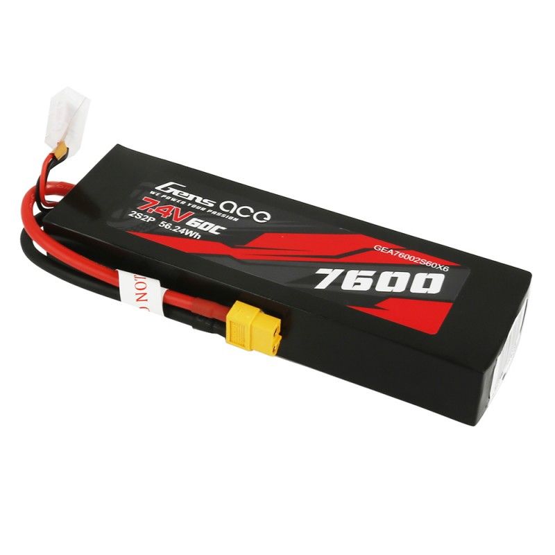 Gens Ace 2S 7600mAh 60C LiPo Battery - XT60 Plug - Click Image to Close