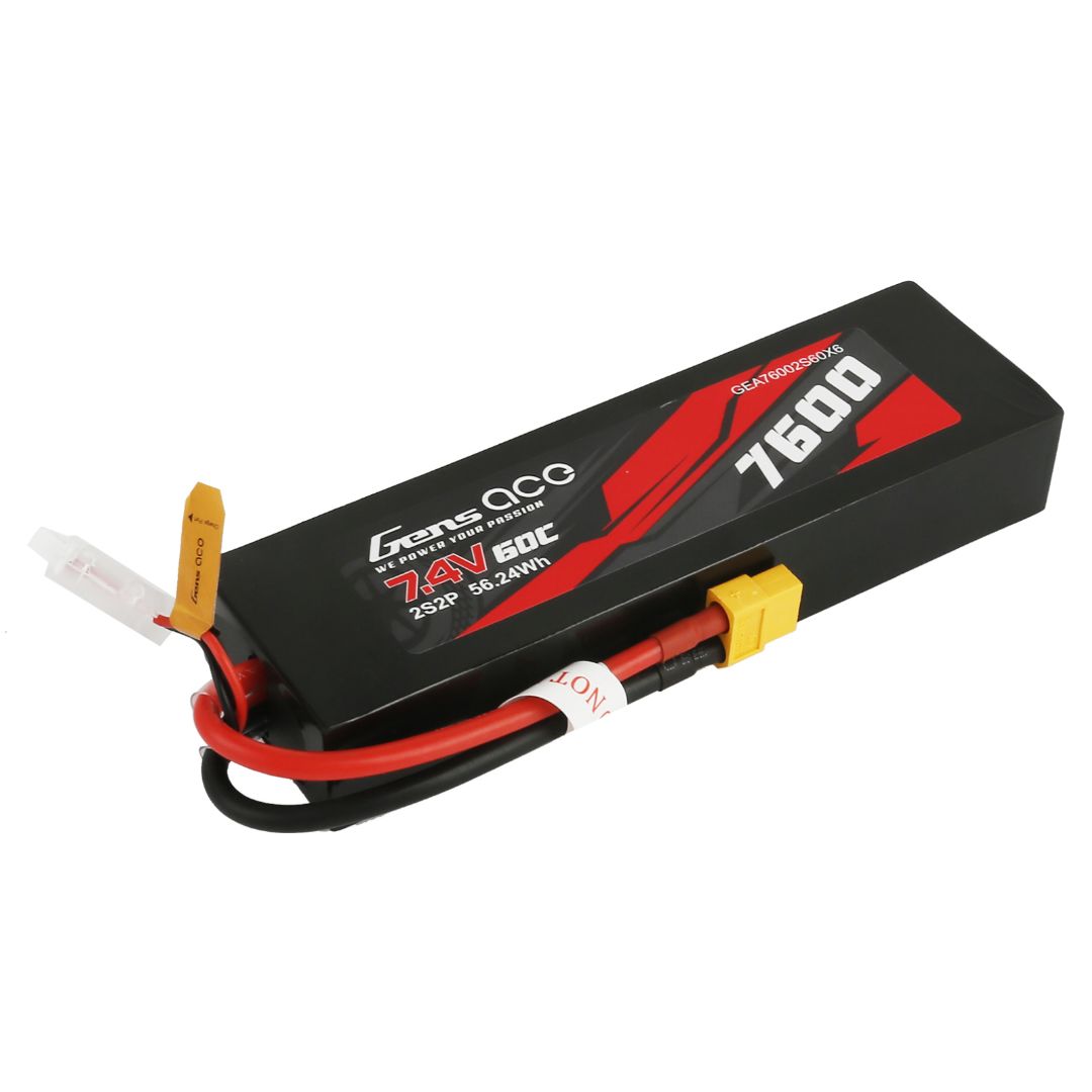 Gens Ace 2S 7600mAh 60C LiPo Battery - XT60 Plug