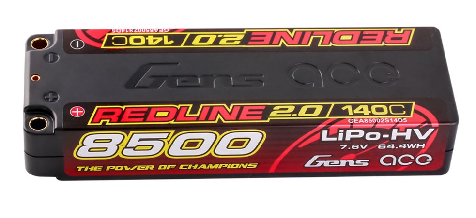 Gens Ace Redline 2.0 8500mAh 2S 7.6V 140C LiPo w/ 5.0mm Bullet - Click Image to Close