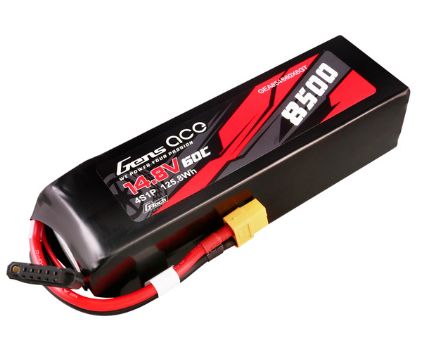 Gens Ace - 1757 - G-Tech 8500mAh 4S1P 14.8V 60C LiPo Battery Pack with XT60 Plug Soft Pack (155x43x48mm +/- Manufacturer's Specifications)