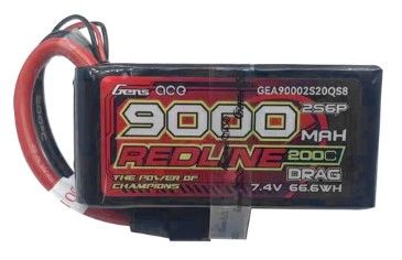 Gens Ace Redline 9000mAh 2S6P 7.4V 200C LiPo with QS8 Plug