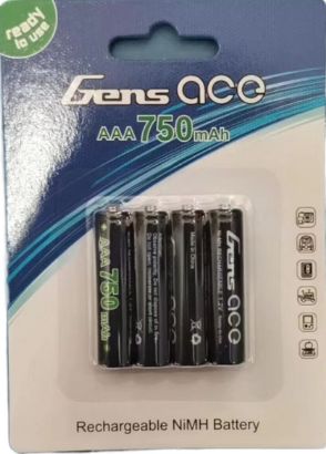Gens Ace G-Tech 750mAh 1S 1.2V NIMH High Power AAA Battery (4) - Click Image to Close