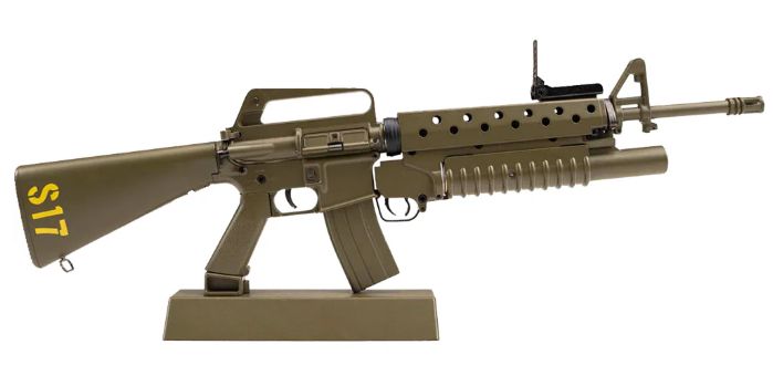 GoatGuns 1/3 Scale M16A1 Vietnam Rifle Metal Diecast Model Assembly Kit - OD green with Grenedier attachment