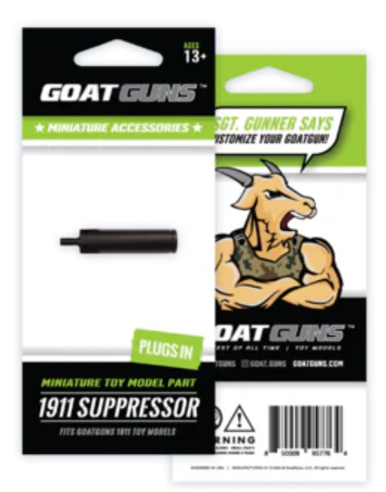 GoatGuns Diecast Metal suppressor for 1911. Plugs in - Black