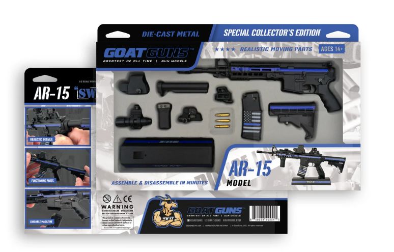 GoatGuns Mini AR-15 in Thin Blue Line SWAT theme
