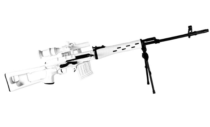 GoatGuns Arctic kit. Includes 3 Guns - M1, SCAR, and SVD