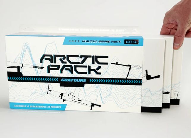 GoatGuns Arctic kit. Includes 3 Guns - M1, SCAR, and SVD