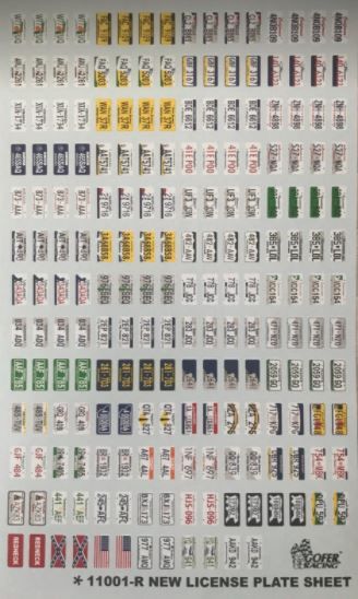 Gofer Racing Decals License plates USA/Canada decals 1/24