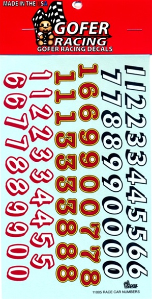 Gofer Racing Decals Race car numbers decals 1/24 - Click Image to Close