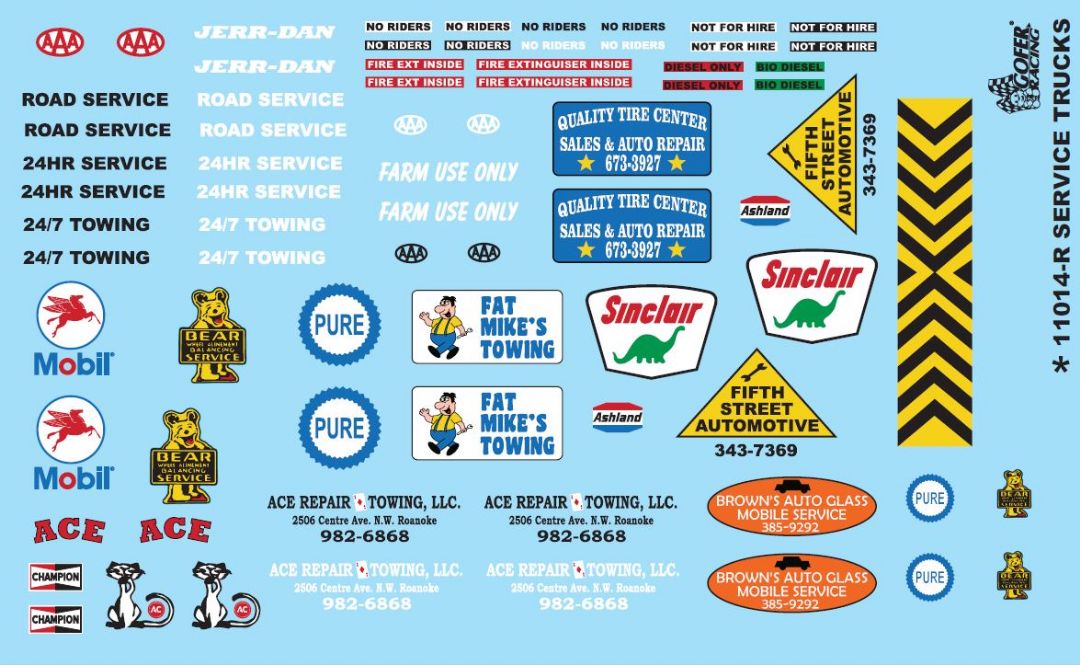 Gofer Racing Revised Service Trucks Decal Sheet 1/24