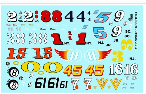 Gofer Racing Vintage Modified Numbers Decal Sheet 1/24