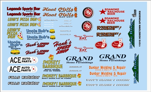 Gofer Racing Hometown Sponsors Decal Sheet 1/24