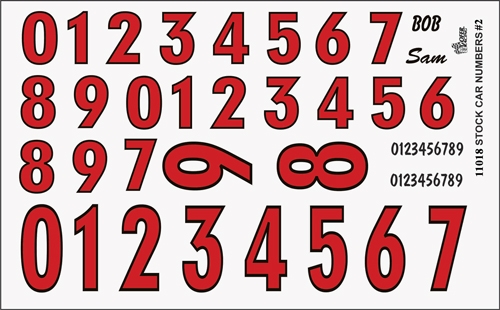 Gofer Racing Racing Numbers Red Decal Sheet 1/24 - Click Image to Close