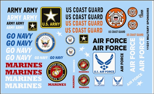 Gofer Racing Armed Services Model Car Decal Sheet 1/24 - Click Image to Close