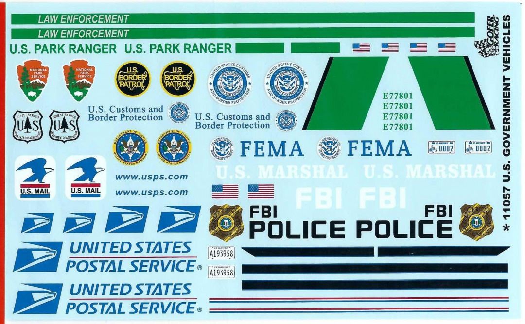 Gofer Racing U.S. Government Vehicles Decals 1/24