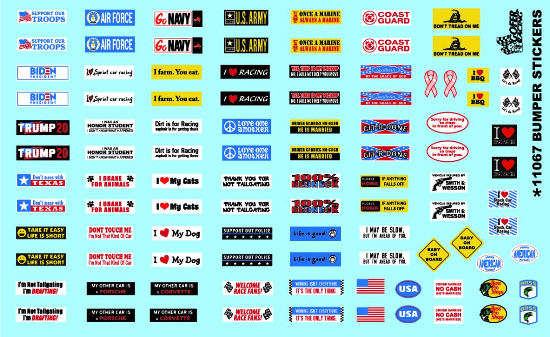 Gofer Racing Bumper Stickers Decals 1/24