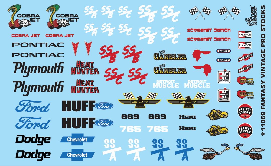 Gofer Racing Fantasy Vintage Pro Stocks Decal Sheet 1/24 - Click Image to Close