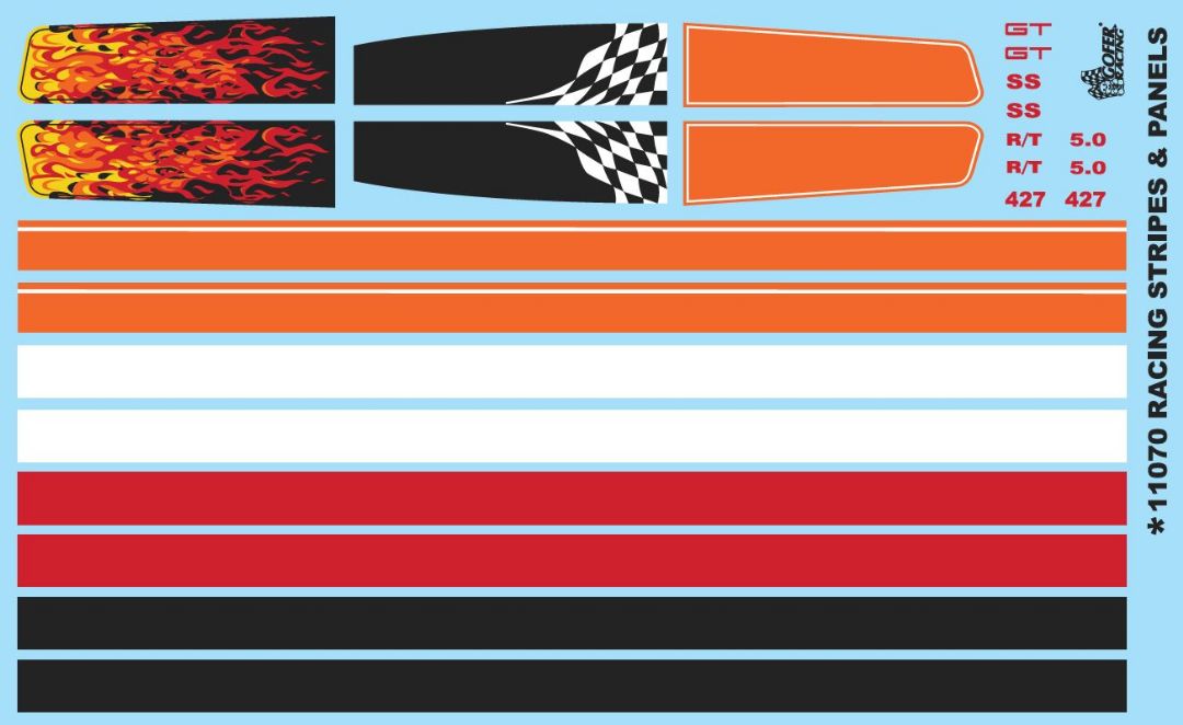 Gofer Racing Racing Stripes and Panels Decals 1/24 - Click Image to Close