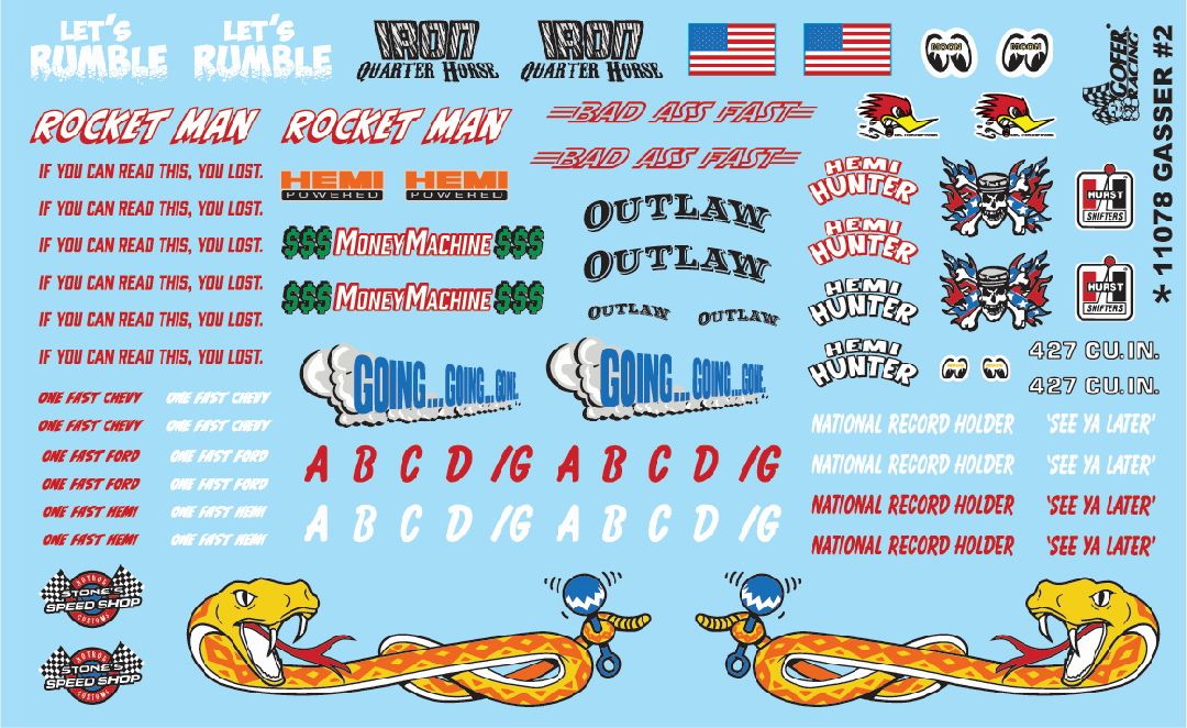 Gofer Racing Gasser Dragster decals