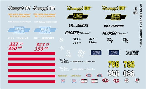 Gofer Racing Grumpy Jenkins Nova Decal Sheet 1/24