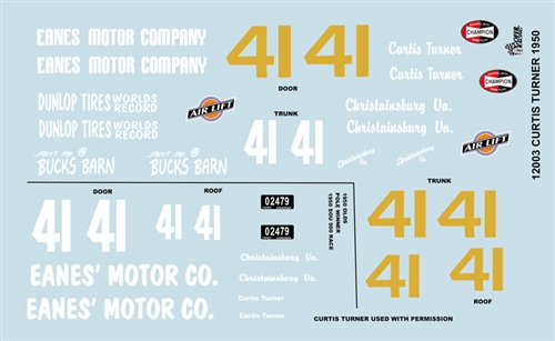 Gofer Racing Curtis Turner 1950 Oldsmobile Decal Sheet 1/24 - Click Image to Close