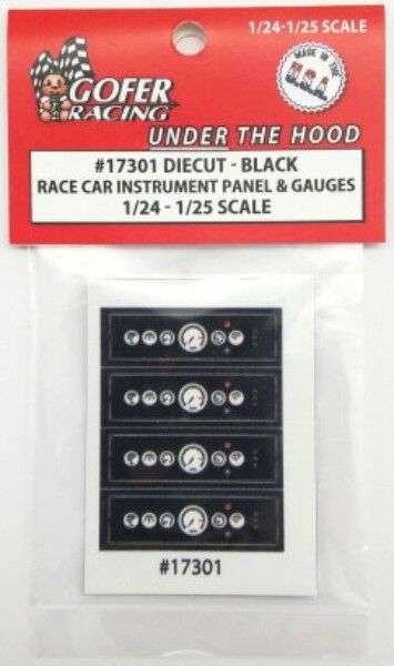 Gofer Racing Race Car Instrument Panel Black 1/24 - 1/25
