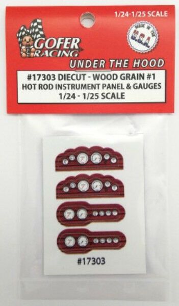 Gofer Racing Hot Rod Instrument Panel Wood Grain #1 1/24 - 1/25