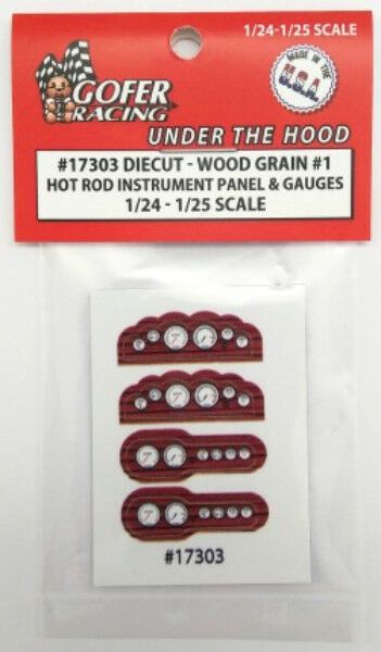 Gofer Racing Hot Rod Instrument Panel Wood Grain #1 1/24 - 1/25 - Click Image to Close