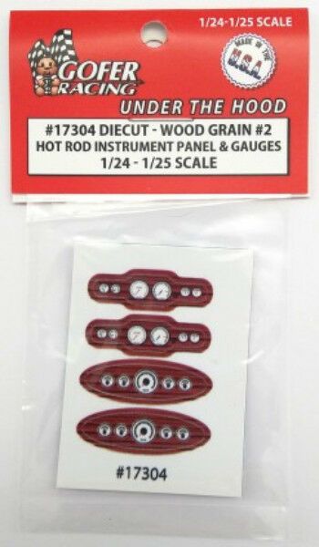 Gofer Racing Hot Rod Instrument Panel Wood Grain #2 1/24 - 1/25