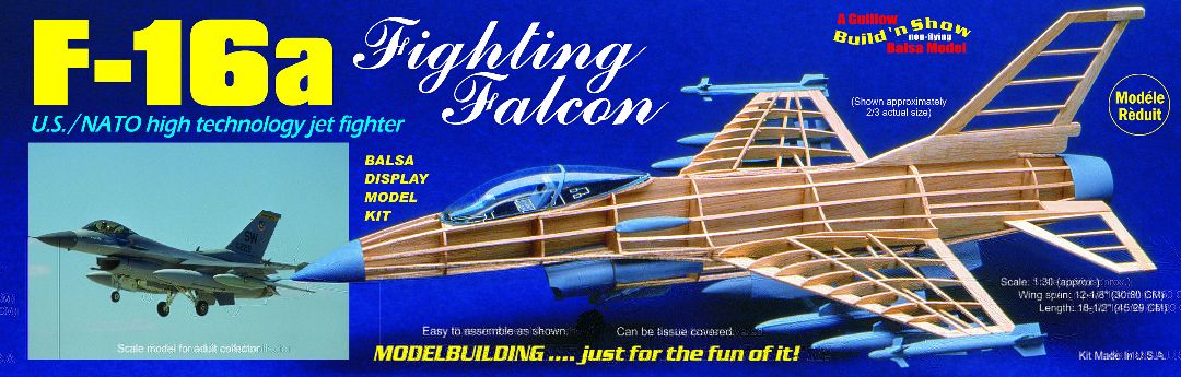 Guillow's 1/40 F-16a Fighting Falcon Model Kit (1) - Click Image to Close