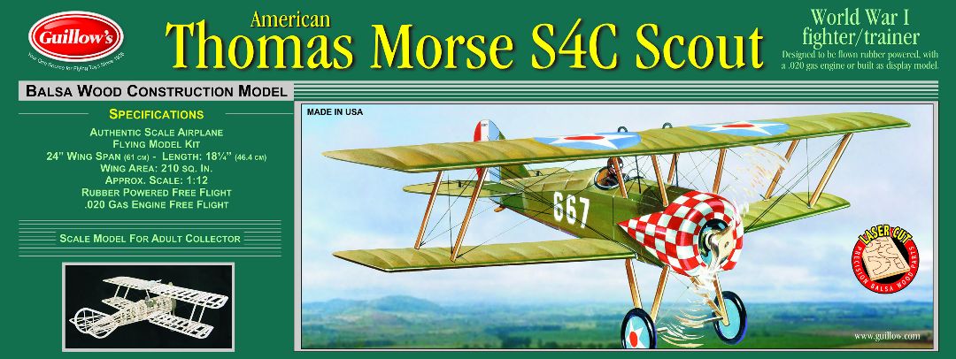 Guillow's 1/12 Thomas Morse Scout Laser Cut Model Kit (1) - Click Image to Close