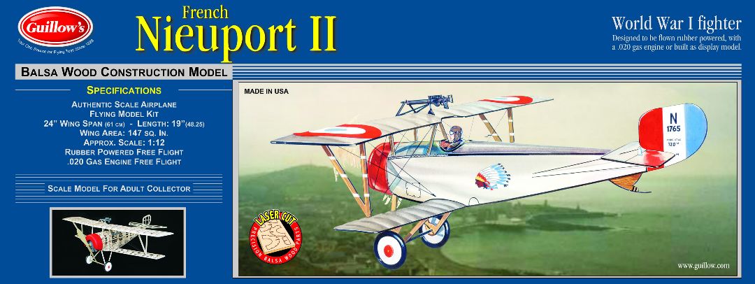 Guillow's 1/12 Nieuport II Laser Cut Model Kit (1) - Click Image to Close