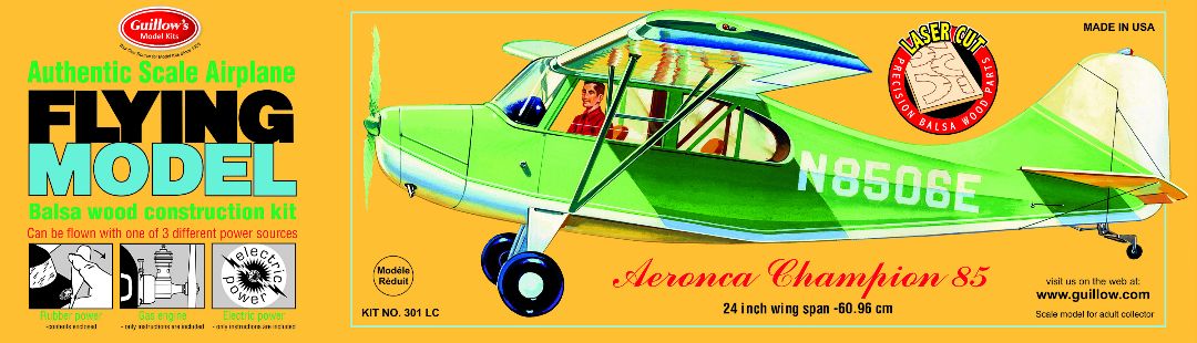 Guillow's 1/18 Aeronca Champion Laser Cut Model Kit (1) - Click Image to Close