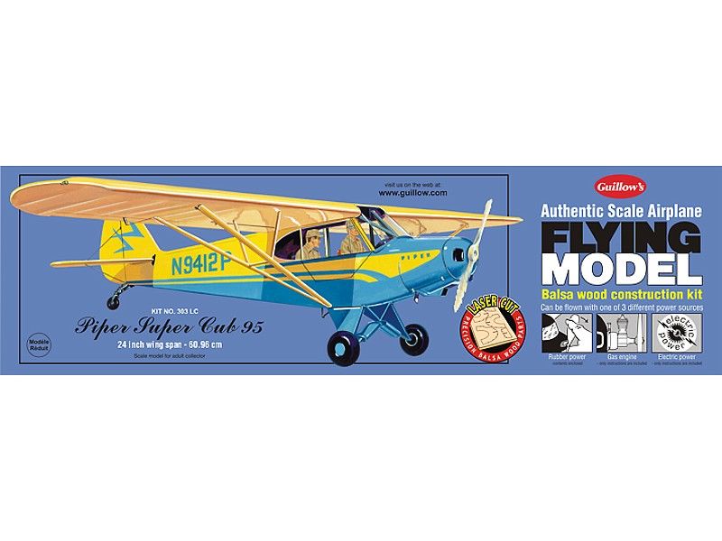 Guillow's 1/18 Piper Super Cub 95 Laser Cut Model Kit (1) - Click Image to Close