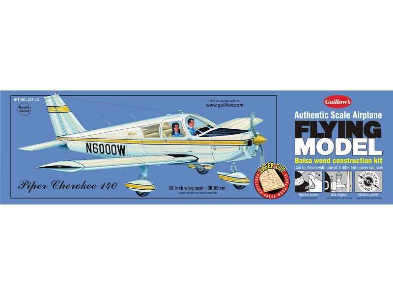 Guillow's 1/20 Piper Cherokee 140 Laser Cut Model Kit (1) - Click Image to Close