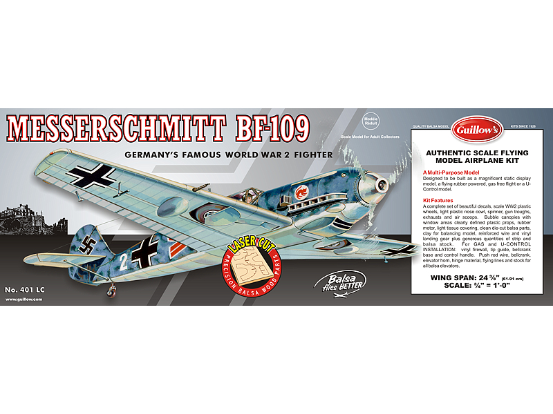 Guillow's 1/16 Messerschmitt BF-109 Laser Cut Model Kit (1)