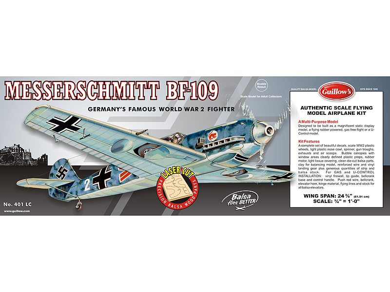 Guillow's 1/16 Messerschmitt BF-109 Laser Cut Model Kit (1) - Click Image to Close