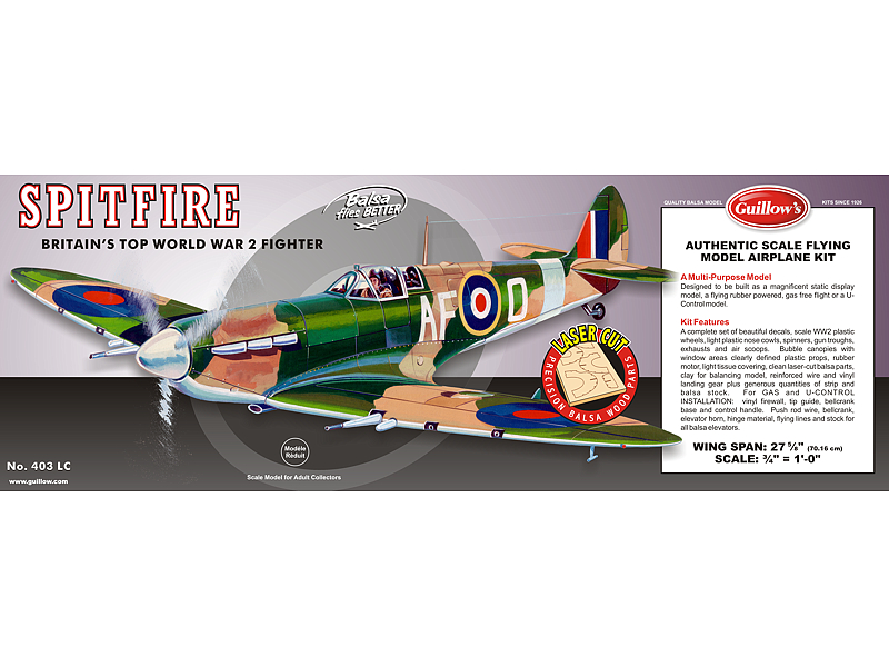 Guillow's 1/16 Supermarine Spitfire Laser Cut Model Kit (1)