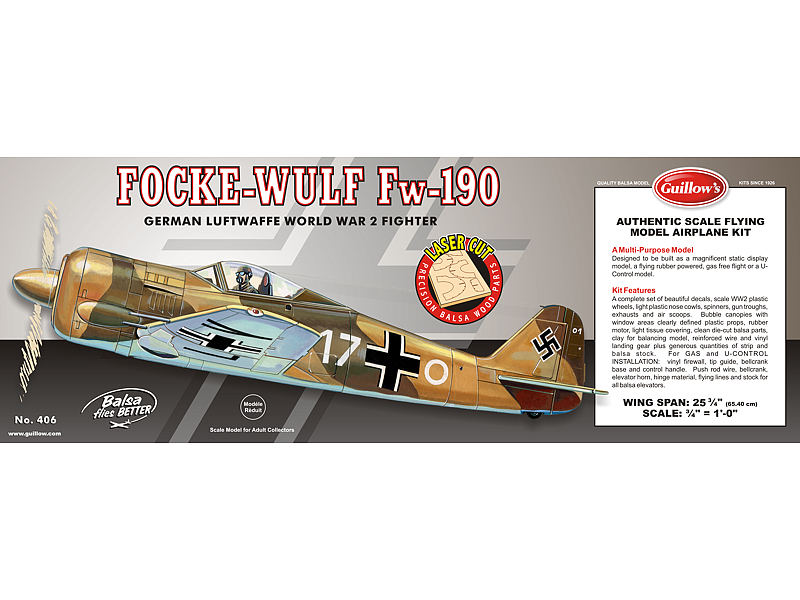 Guillow's 1/16 Focke-Wulf Fw-190 Laser Cut Model Kit (1) - Click Image to Close