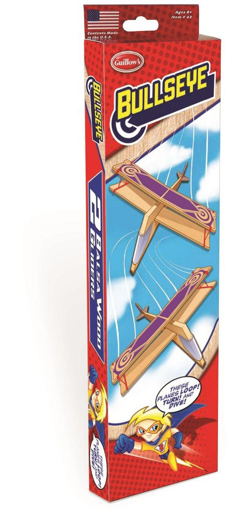 Guillow's Bullseye Twin Pack Balsa Glider in Store Display (24) - Click Image to Close