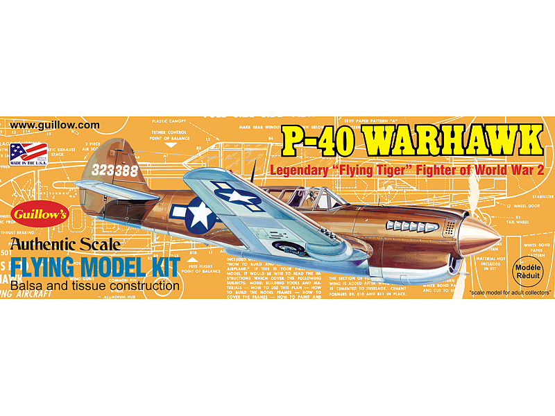 Guillow's 1/30 P-40 Warhawk Laser Cut Model Kit (1) - Click Image to Close