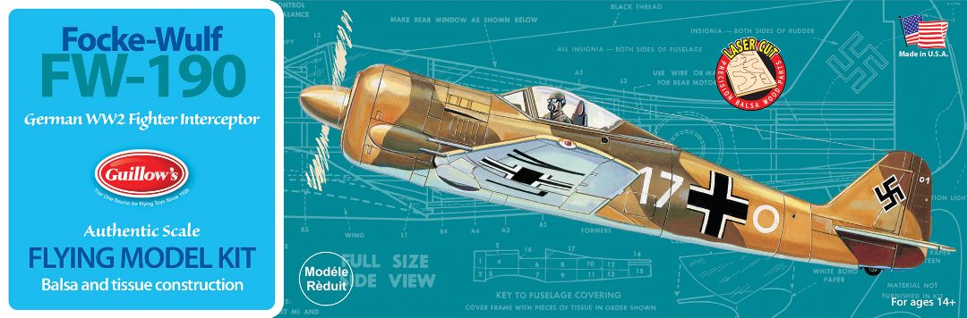 Guillow's 1/30 Focke-Wulf FW-190 Laser Cut Model Kit (1)