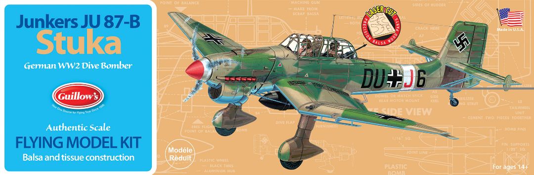 Guillow's 1/30 Junkers JU-87B Stuka Laser Cut Model Kit (1) - Click Image to Close