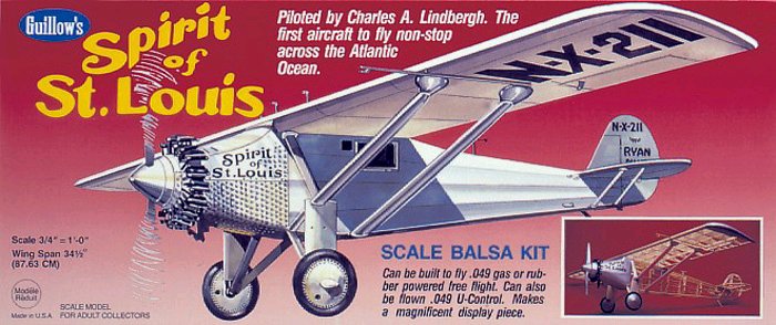 Guillow's 1/16 Spirit of St. Louis Model Kit (1) - Click Image to Close